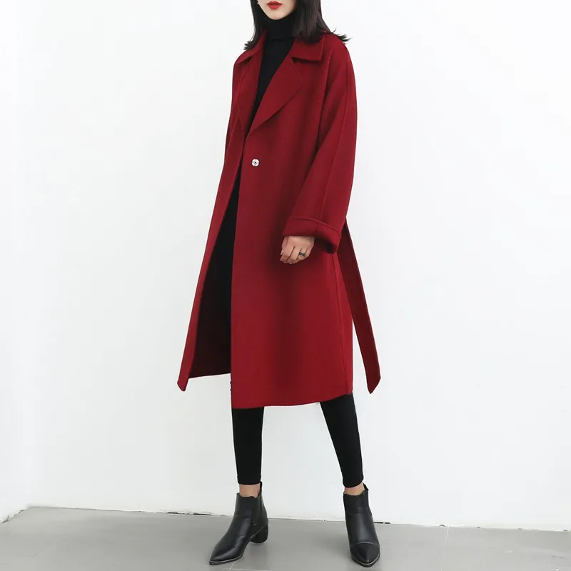 

Fashion Casual Women Long Cashmer Coat Solid Slim Women's Woolen Jacket Single Button Coat and Jacket