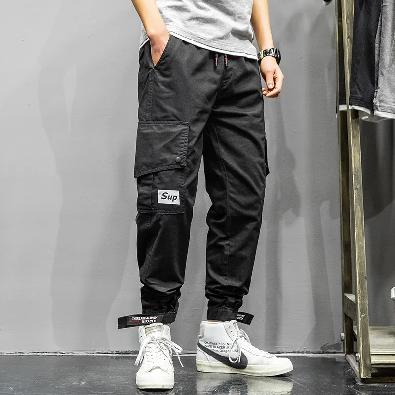 

Hot Sales 9 Points Casual Bib Overall New Style Men Lace-up Loose-Fit Teenager Fashion Capri Beam Leg Harem Pants 198