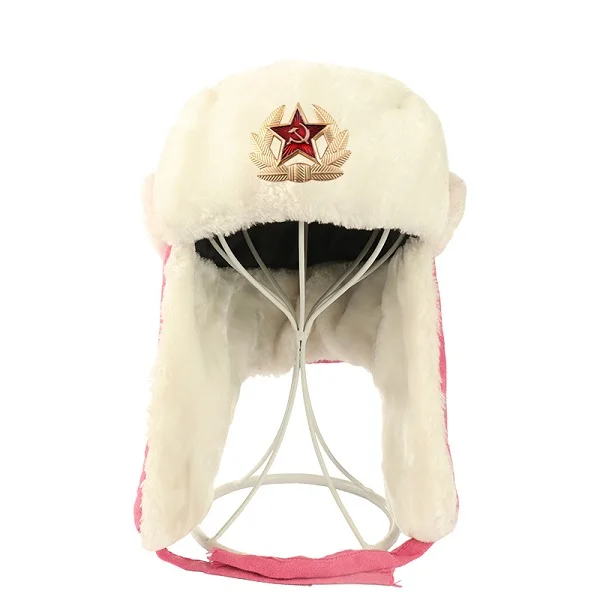 With Badge CAMOLAND, русская ушанка, шапка-бомбер, для женщин и мужчин, Советская армия, военный значок, зимняя шапка, искусственный мех, ушанка, снежная шапка, шапка-ушанка, шапка-ушанка - Цвет: With Badge
