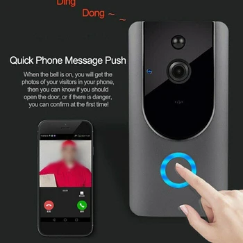 

Wireless WiFi Video Doorbell Smart Phone Door Ring Intercom Security Camera Bell