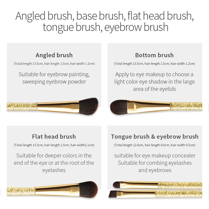 Pretty Comy 5 шт. набор для макияжа глаз Eyeshaodw кисть для бровей плоская головка кисть угловая кисть для нанесения основы косметический набор кистей