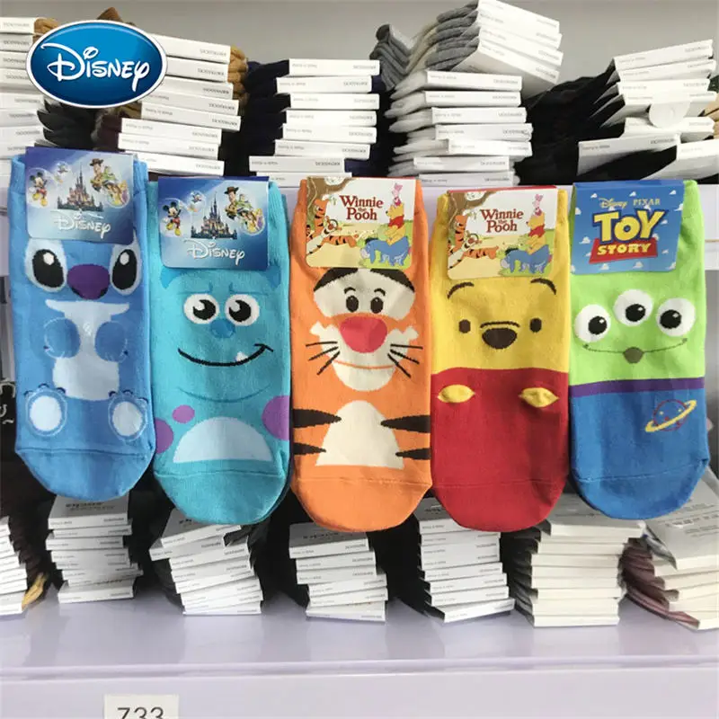 

Disney 1Pair Cartoon Girl Cotton Short Stocks Stitch / Monster Power Company Soft Socks 35-40