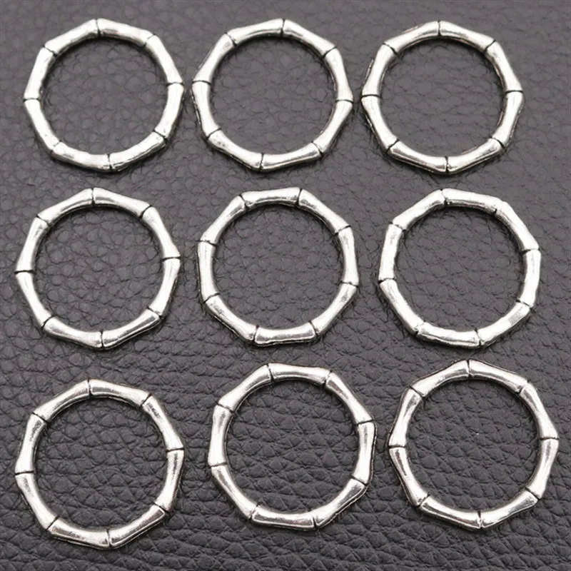 

WKOUD 15pcs Antique Silver Bone Rings Charm Vintage Necklace Bracelet DIY Handmade Metal Jewelry Alloy Connectors 22mm A151