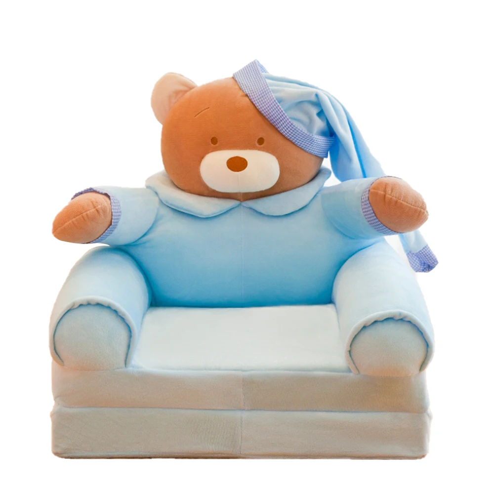Складывающийся Детский плюшевый сидячий стул с мультипликационным принтом, детское кресло для кормления, аккуратный мягкий диван для малышей - Цвет: As Shown