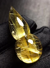 

Genuine Natural Gold Rutilated Quartz Pendant Gourd Carved 35.6*16*15.6mm 18K Gold Brazil Crystal Stone Pendant AAAAAA