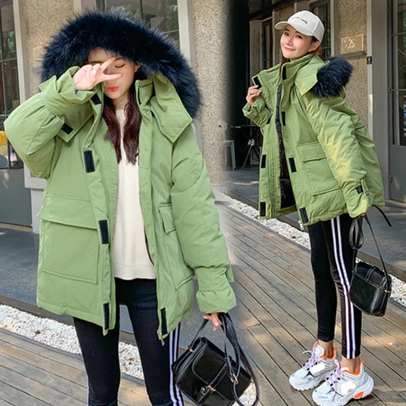 

Down Feather Cotton-padded Clothes 2019 Winter New Style South Korea College Style Short Students Fashion Pike Large Size down C