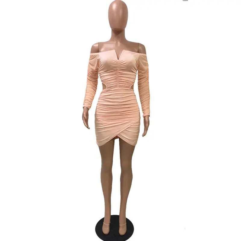 HAOYUAN пикантные сетчатые ночной клуб вечерние платье Для женщин Мини Vestido фестиваль Костюмы с низким вырезом на спине с открытыми плечами облегающие платья с длинным рукавом