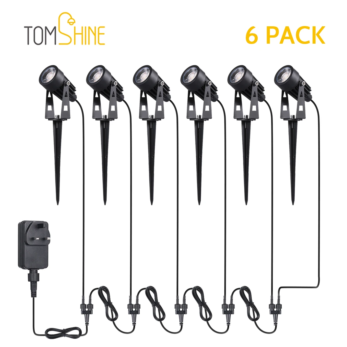 Tomshine 6-in-1 Garden Lights Low Voltage LED Landscape Lighting IP65 Waterproof Outdoor Lamp Warm White for Walkway Trees Yard