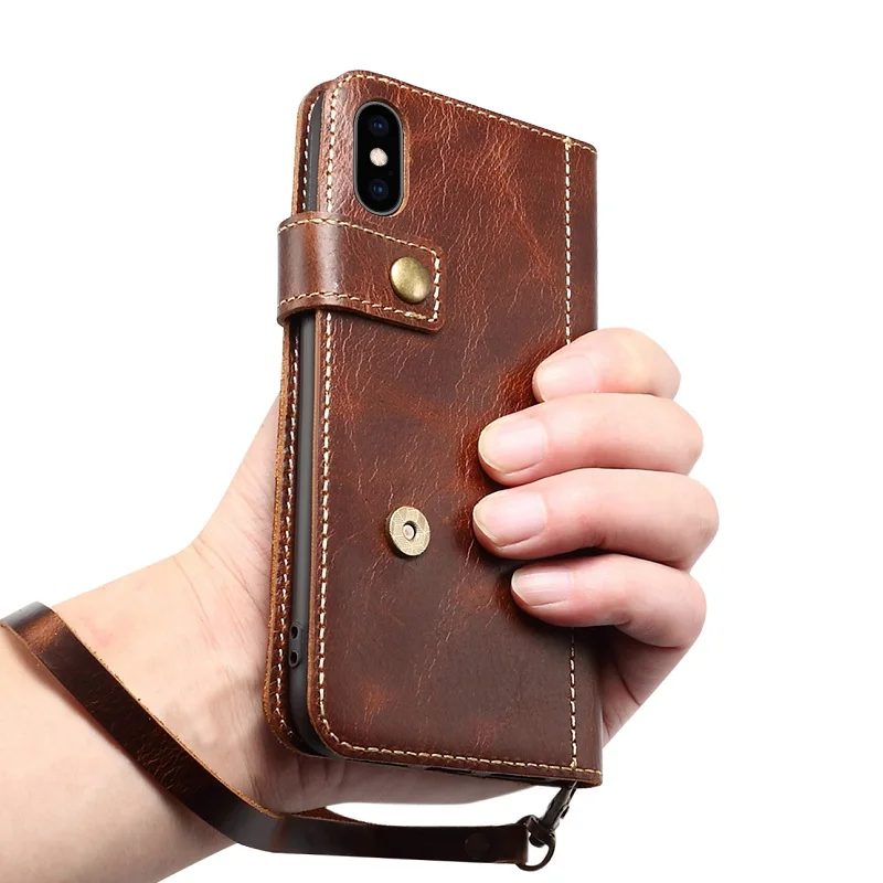 Чехол-книжка Solque из натуральной кожи для iPhone X XS Max XR, Роскошный Ретро винтажный держатель для карт, кошелек, чехол-книжка