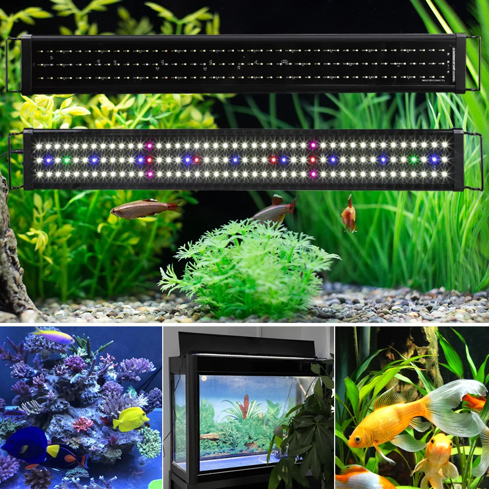 30CM 45CM 60CM 90CM 120CM Black LED Aquarium Light Full Spectrum for Freshwater Fish Tank Plant Marine