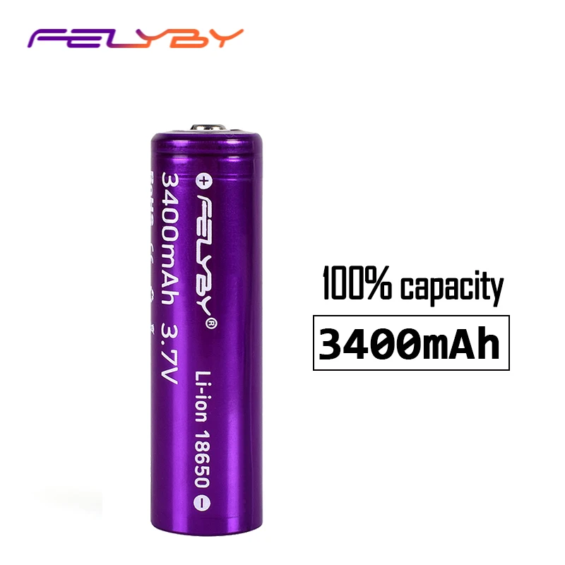FELYBY 1 шт. 18650 3 7 в литий ионный Перезаряжаемый Аккумулятор au литиевый accu 100% Новый