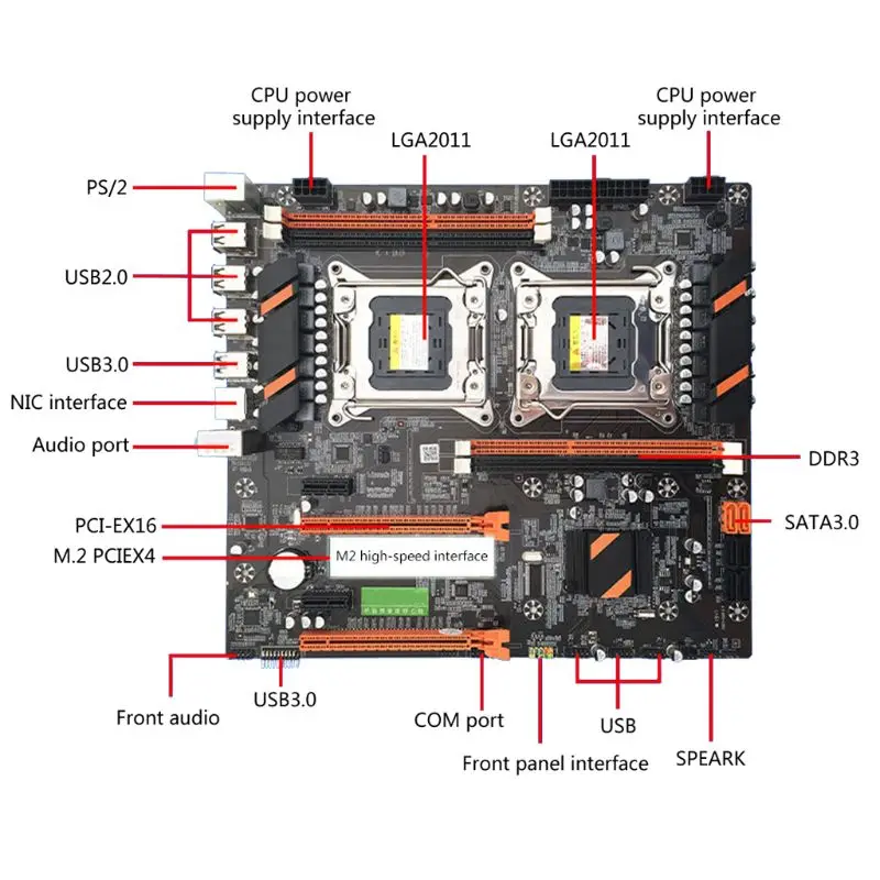 X79 двойной процессор LGA2011 материнская плата E5 4×DDR3 DIMM настольный компьютер материнская плата M.2 X6HA