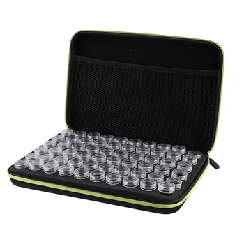 

60 Slots Diamond Painting Accessories Bottles Container Storage Bag Painting Carry Case Holder Zipper Diamond Painting Box Green