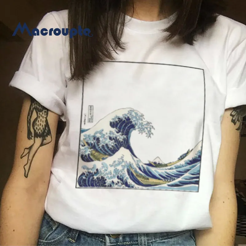 The Great Wave Off Kanagawa Harajuku женская футболка повседневные топы винтажные женские