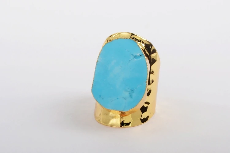 BOROSA 5 шт. модное синее кольцо Howlite с золотым покрытием freeshapes женские кольца, бижутерия драгоценные камни Кольцо с полудрагоценным камнем G0208