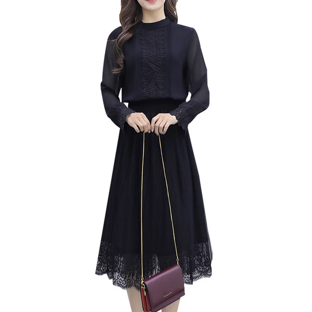 French Style Design Chic Black Dress Spring and Autumn Fashionable High-End Light Mature Woman Dress 5