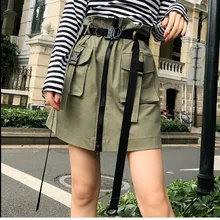 Женская весенняя мода, новая женская юбка-бутон с высокой талией, новинка, с карманами, на молнии, с неровным низом, женская юбка fw242