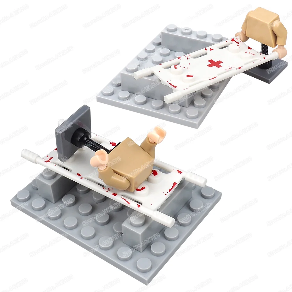 Building Block Toys Building Block Toy Building Block Kits Military Stretcher Building Block Moc WW2 Battlefield First Aid Figures Soldier Delivery Equipment Scenes Model Child Gifts Toys
