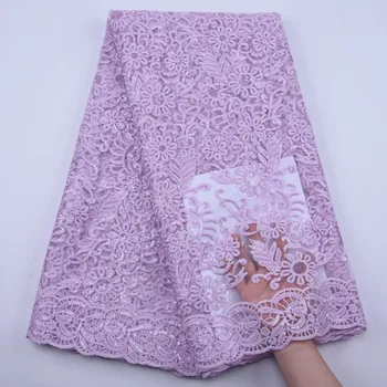 

French Lace Fabric High Quality 5Yards Sequins Lace Fabric Embroidery African Tulle Lace Fabric For Nigerian Wedding Lace Y1877