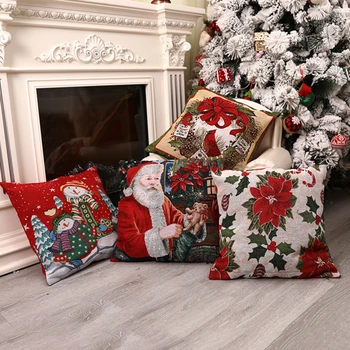 

Christmas Car Pillow Cases Cotton Linen Sofa Printed Cushion Cover Home Decorative Pillow Cover Home Decorative Pillow Case