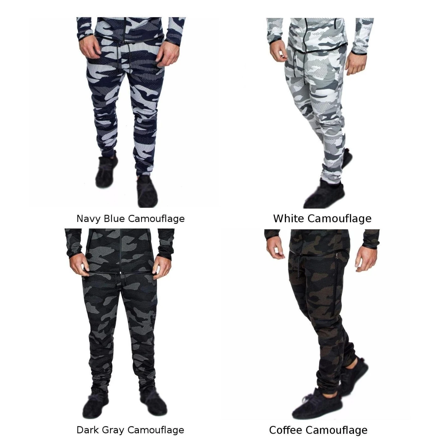 Men military ankle-length pants Elastic Waist Middle Waist Zip Casual Pants Trousers Plus Size Camouflage Sports Fitness