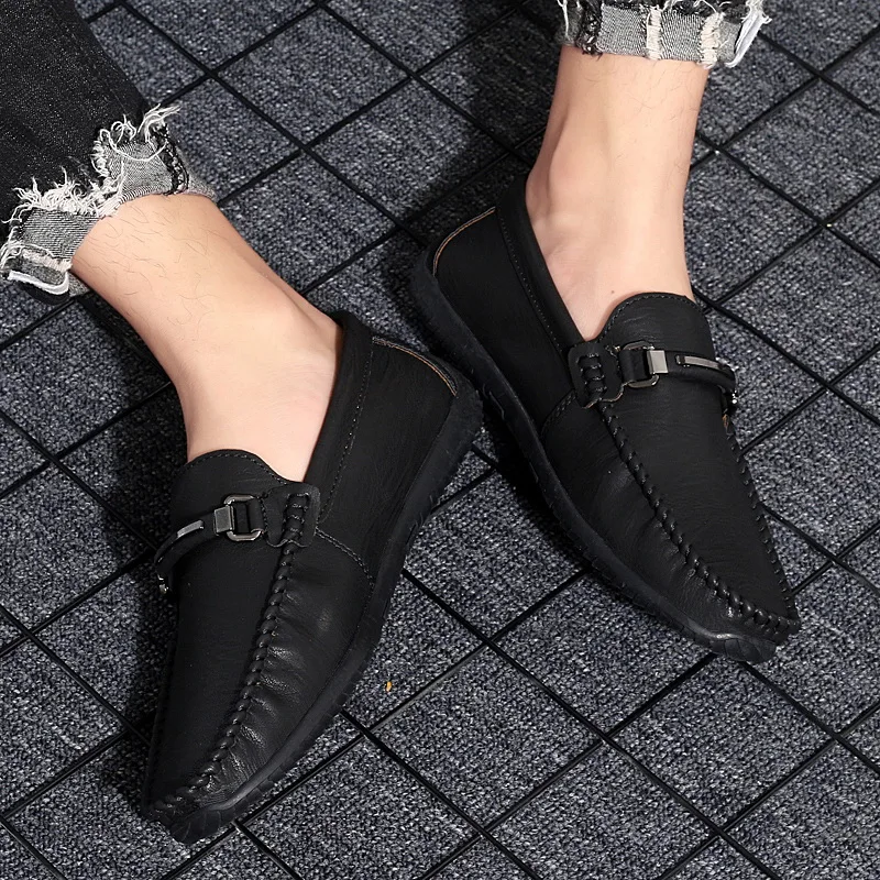 Классические Лоферы для мужчин; черные мужские повседневные кроссовки; Дизайнерская обувь без застежки; мужские слипоны; туфли из искусственной кожи; противоскользящие мужские кроссовки