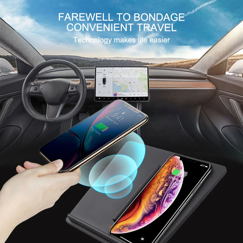 

Suitable for Tesla Model 3 anti-skid car motorcycle wireless fast charging board central control mobile phone wireless charger