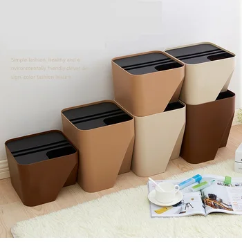 

Overlap-able Trash Can Japanese Kitchen Plastic Dustbins Multifunctional Large Capacity Waste Storage Bins Home Cleaning Tools