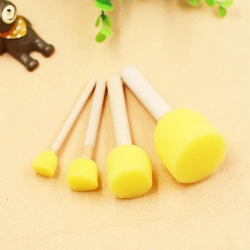 stick handle 4pcs Губки для рисования, кисти, детские наборы для рисования, раннее обучение, игрушки для рисования, для рукоделия - Color: stick handle 4pcs