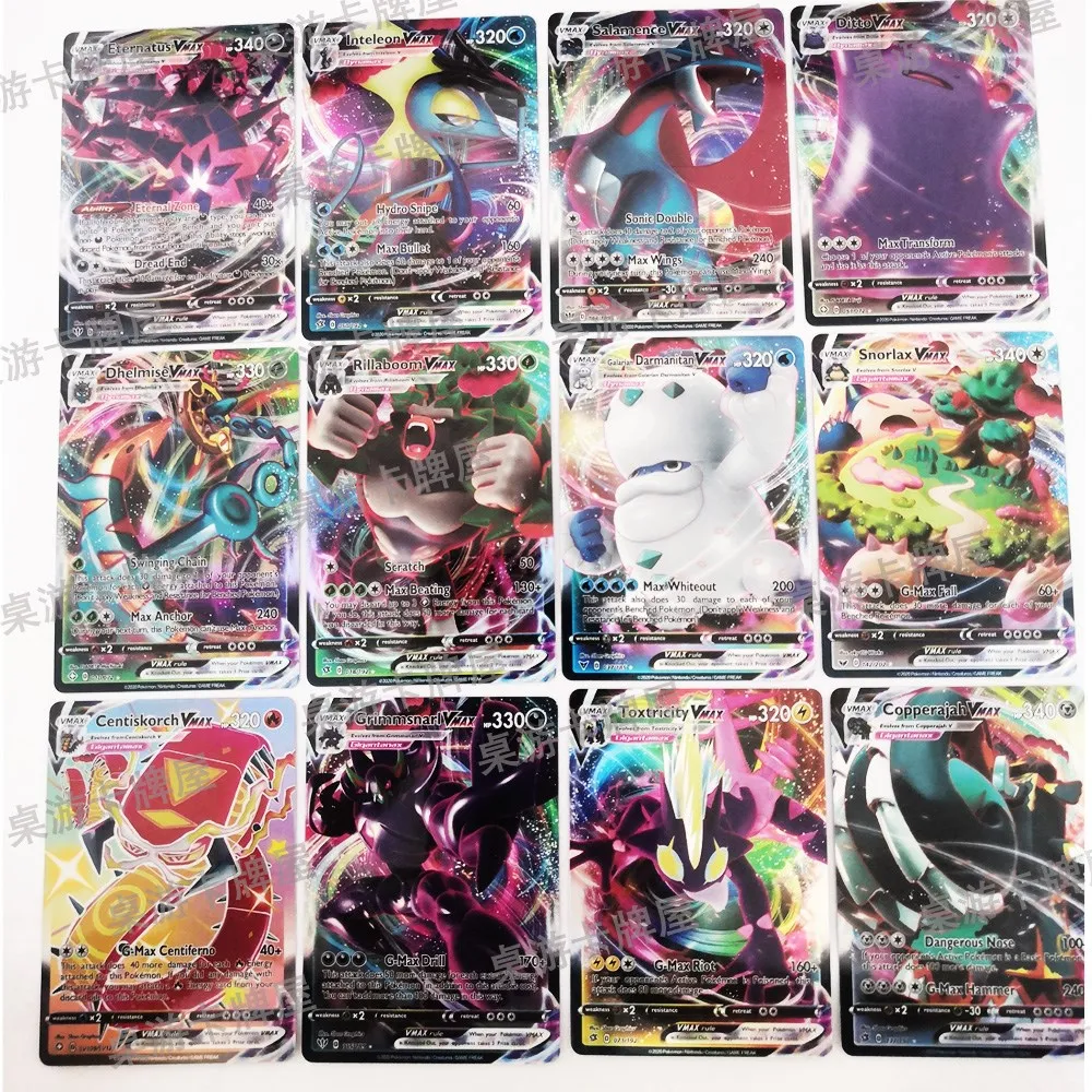 50Pcs Carte Pokemon Takara Tomy Gioco Vmax Gx Ex Mega English Trading Booster Box Carta Brillante Collezione Per Bambini Giocattoli Da Battaglia Regal