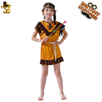 

Halloween Costumes Girl's Native Indian Dress Fancy Dress Carnival Costume Masquerade Child Indian Princess Dress Clothing