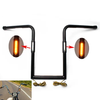 

Motorcycle Black Iron 25mm 16" High Bar Handlebar +LED Amber Turn Signal Light For Harley Sportster Chopper Bobber Cafe Racer