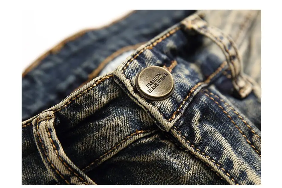Новые мужские Франция Поп Стиль скребок мото брюки тонкие байкерские джинсы голубые, брюки#1807
