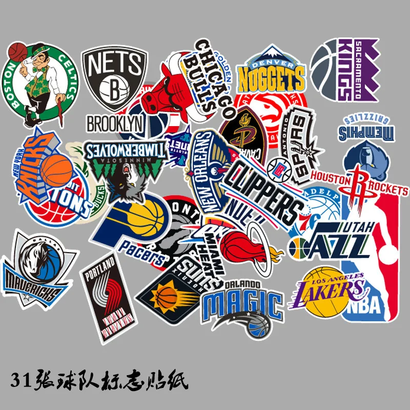 31 шт. баскетбольная команда логотип стиль автомобиля стикеры s и наклейки для ноутбука мотоцикл граффити скейтборд стикер