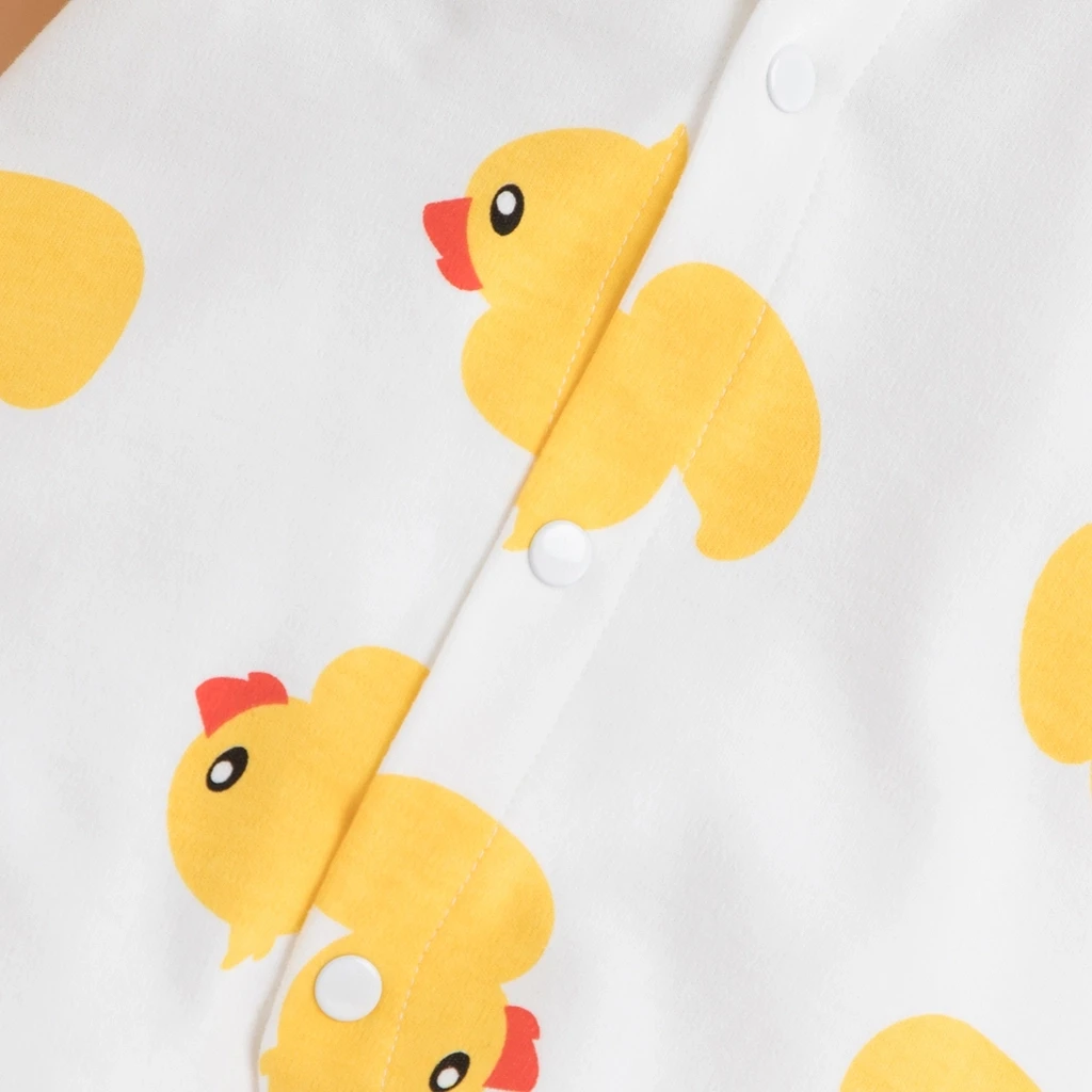 Spring and Autumn Baby Yellow Duck Allover Long-sleeve One Pieces ...