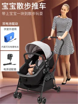 

Baby stroller can sit reclining high landscape baby child four-wheeled folding trolley bed dual-purpose electric pram