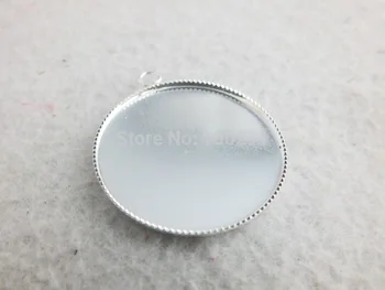 

30mm 200piece Silver Plated Round Pendant base W-1290