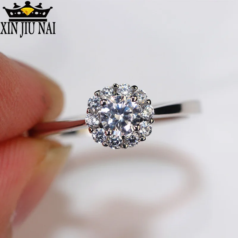 Super Flash Diamond Crystal Top Quality Wedding Bands 925 Silver Round