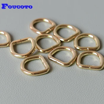 

200 Pcs/Lot Golden Metal D-shaped Buckle For 15mm Webbing Environmental Semicircle Button Dee Ring Dog Collar Bags Accessories