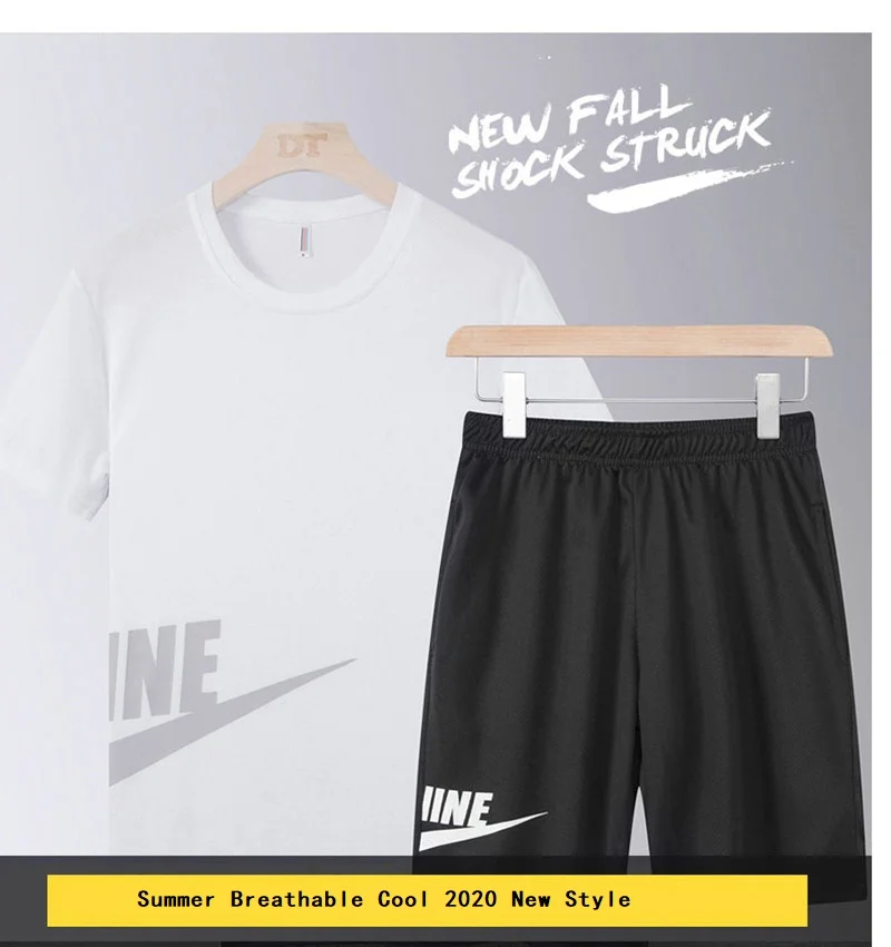 

Breathable Thin Tracksuit Men 2020 Summer Men Set Fitness Suit Sporting Suits Short Sleeve T Shirt + Shorts Quick Drying