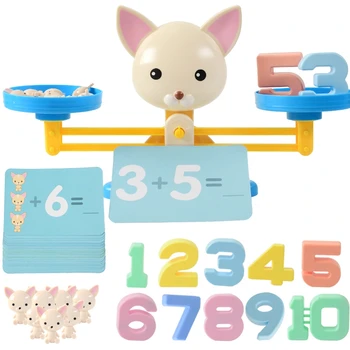 

Children's Early Education Dog Digital Balance Scale Toy Early Learning Balance Children Enlightenment Digital Addition and Subt