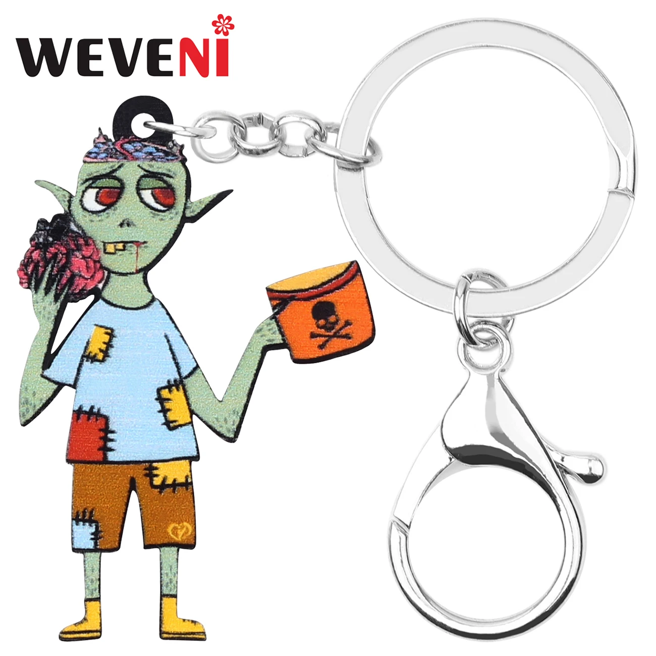 WEVENI акриловый брелоки в виде зомби для Хэллоуина уникальный браслет с принтом