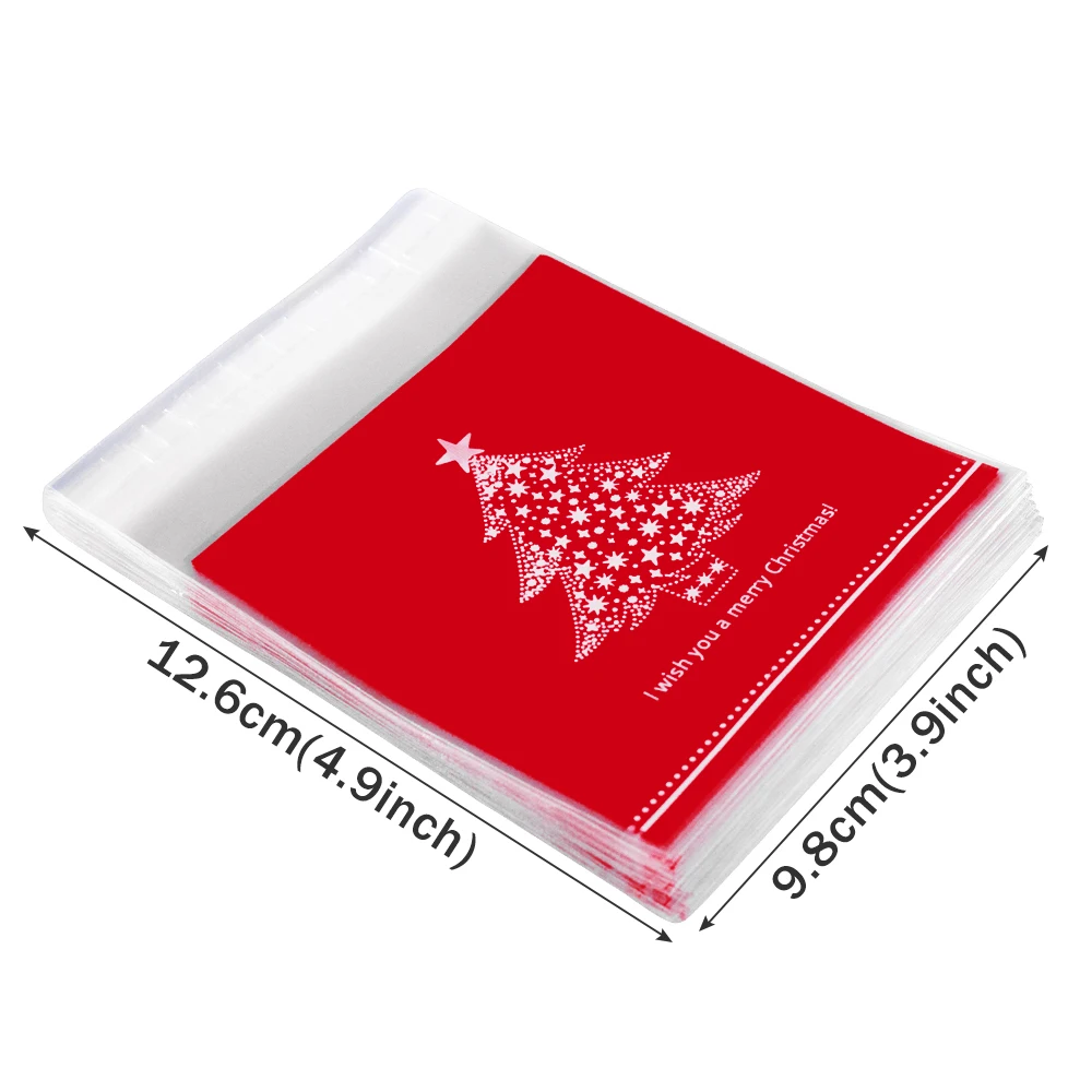 064B C-50pcs красные/зеленые рождественские подарочные пакеты, коробка для конфет со снежинками, рождественские десертные пакеты для печенья, рождественские украшения для дома - Цвет: 064B