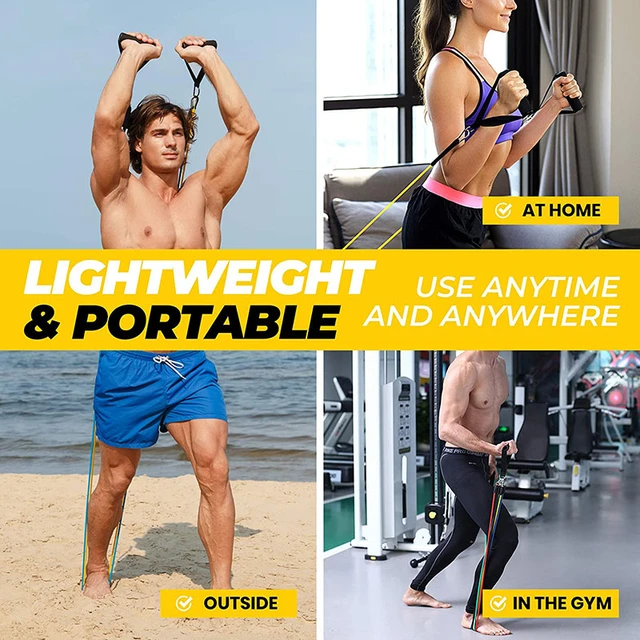 11 Pieces Yoga Resistance Bands Set Power Rubber Elastic Tube Expander Home Gym Fitness Workout Exerciser Pull Up Strength Ropes 3