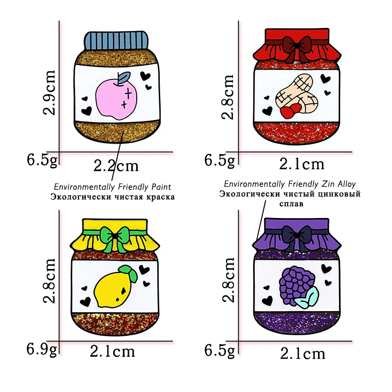 Cartoon-Fruits-Bottle-Brooch-Cute-Lemmon-Apple-Grape-Peanut-Butter-Can-Enamel-Lapel-Pin-Denim-Jackets