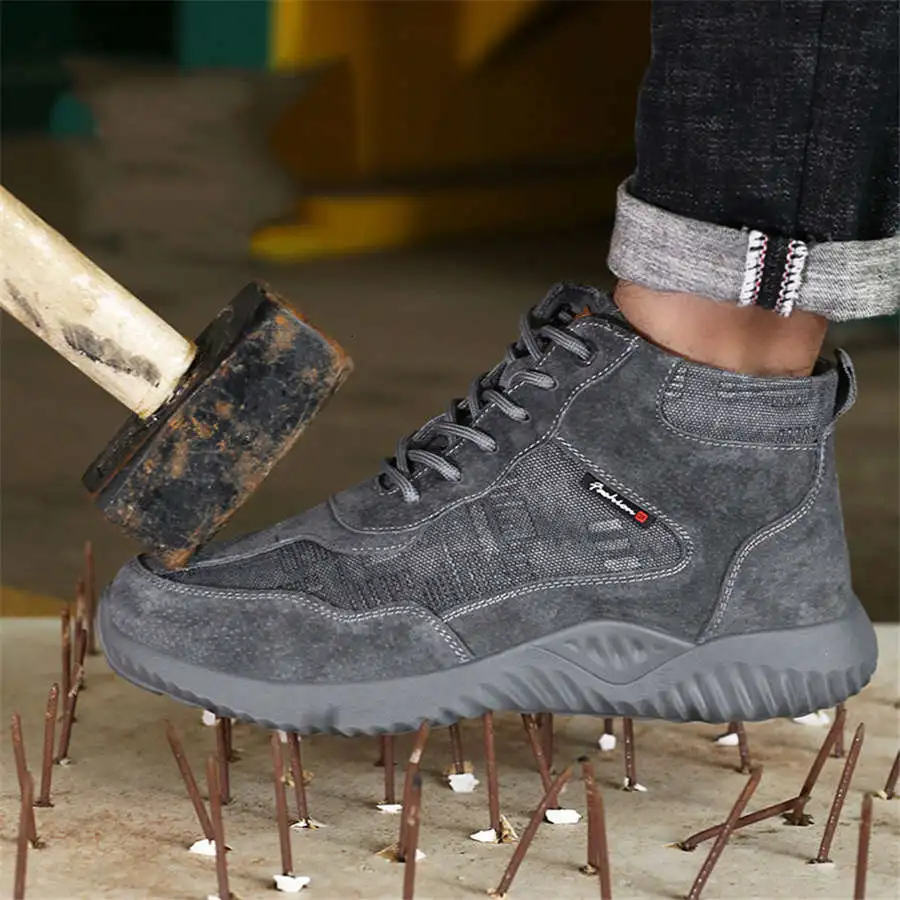 Мужская дышащая защитная обувь со стальным носком зимняя мужская обувь нескользящие ботинки со стальным носком рабочие ботинки с перфорацией