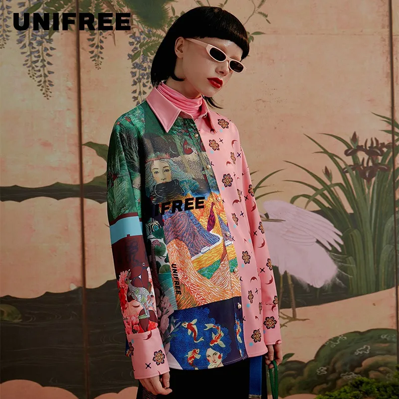 Шифоновые рубашки UNIFREE женские шифоновые блузки с длинным рукавом 2020 вышитым