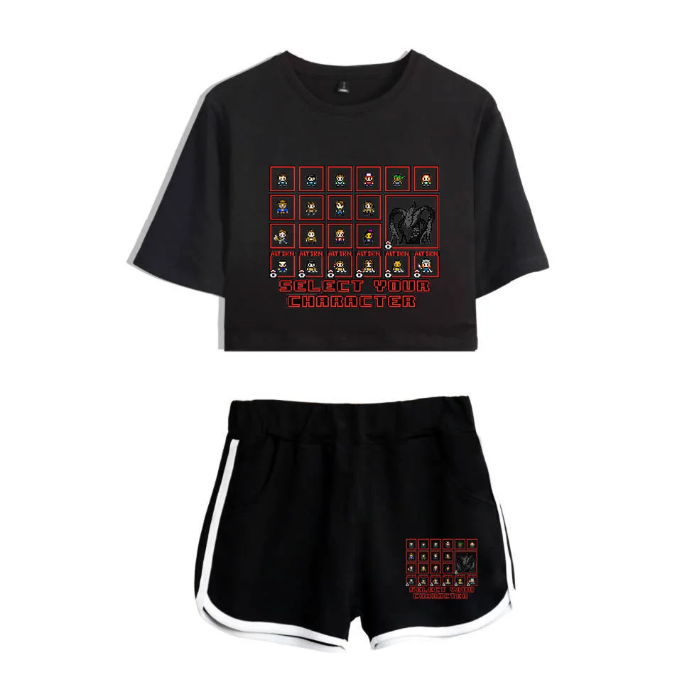 Футболка для косплея «странные вещи»; костюм Дастина для косплея; топ и шорты; Комплект для девочек; футболка для бега; спортивные шорты; костюм - Цвет: Set 10