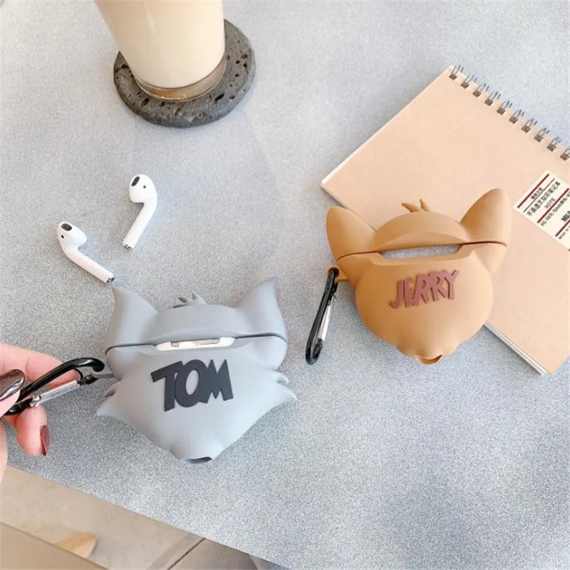 Anime 3D Cute Cartoon Tom Cat And Jerry Mouse Lovely Silicone Protection Earphone Accessories Cover Cases For Apple Airpods