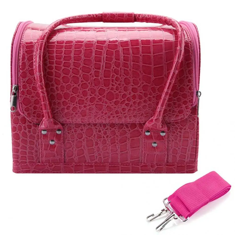 Rose Red Crocodile 4 вида очень большой Красота Сумка-косметичка коробка шкатулка для бижутерии для хранения держатель наборы инструментов для макияжа - Цвет: Rose Red Crocodile